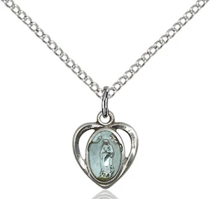 Small 925 Sterling Silver Our Lady Guadalupe Virgin Mary Medal Necklace Pendant - Picture 1 of 1