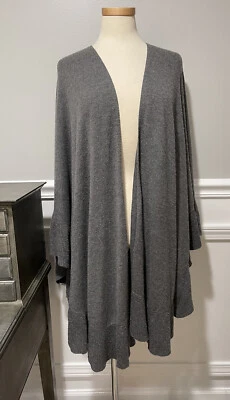 NEGRO - SAKS FIVE AVENUE GRIS MEZCLA LANA DE CORDERO BUFANDA ENVOLTURA O/S Foto 1 de 4