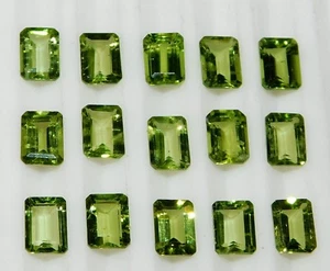 Natural Peridot Octagon Cut Lot Loose Gemstone 3x5 MM For Jewelry Making P-252 - Picture 1 of 4
