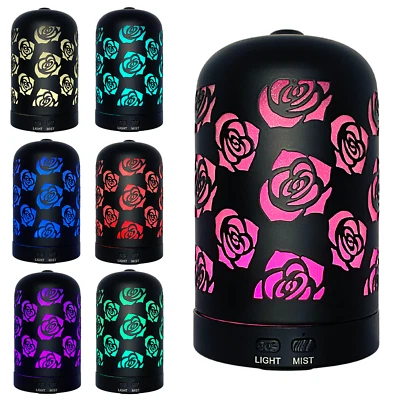 Black Rose Essential Oil Aromatherapy Diffuser, Humidifier & 7 LED Color Lamp 🌹 - Image 1 of 4