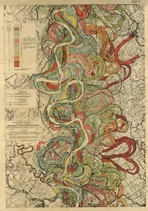 Mississippi River, Kunstdruck, Fisk Mississippi Valley, Harold Fisk Karten, Blatt 7 - Bild 1 von 7