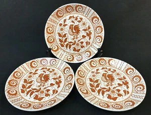 3 x Johnson Brothers CHANTICLEER BROWN Rooster Bread Plates Double Warrant - Picture 1 of 5
