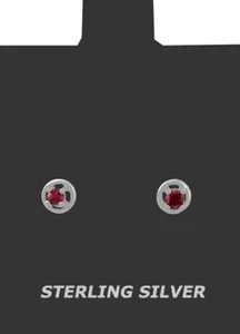 GENUINE RUBY STUD EARRINGS .925 Sterling Silver  - New With Tag - Picture 1 of 4