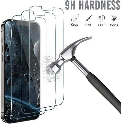 3X Tempered Glass Screen Protector For IPhone 14 13 12 11 Pro Max X XS XR 8 7 6 • 2.49$