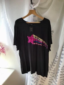 Simply Be Black Top With Sequin Star Front, Size: 30, BNWT - Picture 1 of 4
