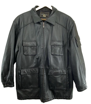 Chaqueta de cuero suave negra vintage años 90 Casablanca para hombre talla 2XL Foto 1 de 4