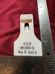 Raspador de hielo publicitario vintage, implemento Kessler en Dysart, IA. Teléfono 34! - Imagen 1 de 4