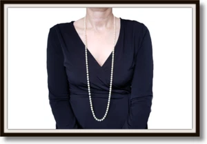 Vintage 1920s Cultured Akoya Pearl Sautoir Necklace with Paste Clasp - Bild 1 von 7