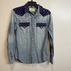 DENIM & SUPPLY Ralph Lauren Pearl-Snap Western Denim Shirt Mens Size Small Blue - Picture 1 of 6