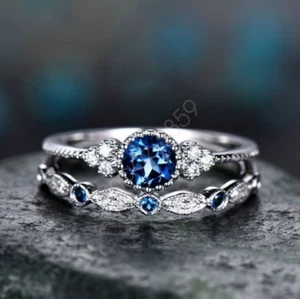 🆕925 Sterling Silver plated Couple Diamond Engagement Rings Crystal Gift Set AU - Picture 1 of 12