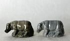 2 Vintage Wade Whimsies Ceramic Ornament Figurines Both RHINOCEROS Diff Colour