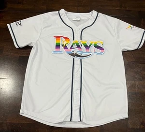 MatchUp MLB Tampa Bay Rays LGBTQ Pride Rainbow Logo Button Up Trikot Herren Größe M - Bild 1 von 7