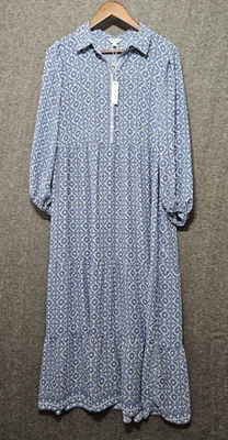 MAX STUDIO London Blue Tiered Maxi Dress Size Large - Image 1 of 4