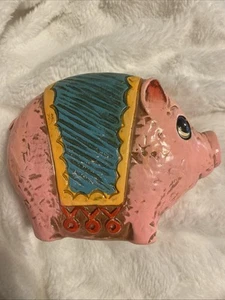 Vintage Retro Kitschy 70s Pink Chicken Ceramic Coin Piggy Bank Decor Groovy - Picture 1 of 11