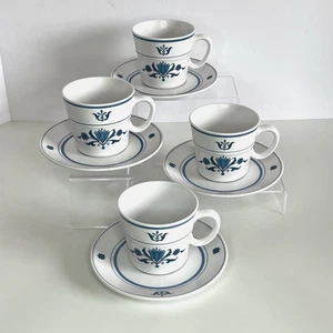 4 tazas y platillos de café/té Noritake Progression China BLUE HAVEN Japón #9004 - Imagen 1 de 10