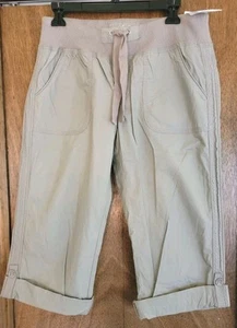 Calvin Klein Women’s Roll-up Capri Pants Elastic Waist Relaxed Fit Green Med NEW - Picture 1 of 14