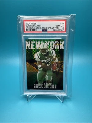 2004 Finest Curtis Martin Uncirculated Gold Xfractor 100/150 PSA 10 - Image 1 of 2