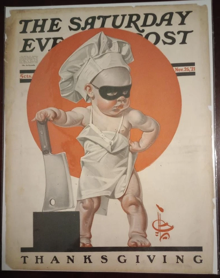 SATURDAY EVENING POST -Nov 26 1921 -J.C. LEYENDECKER -Cover Only -"Thanksgiving" - Image 1 of 1