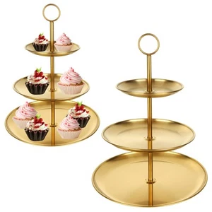3 Etagen Metall Gold Cupcake Ständer 2er Set Cupcake Ständer Gold Edelstahl... - Bild 1 von 7