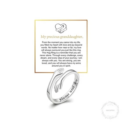 Anillo de abrazo para mi nieta para anillos de esperanza, inspirador acero inoxidable Engar Foto 1 de 4
