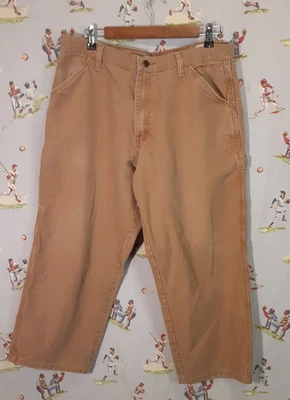 🔨 Rustler Carpenter Pants Mens 36x29 Brown Canvas Workwear Utility - Image 1 of 4