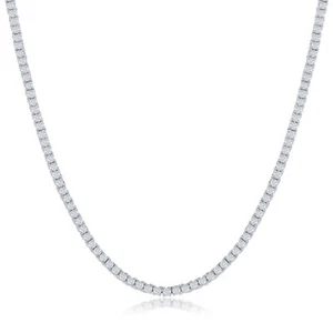 Sterling Silver 18" 2MM Cubic Zirconia Tennis Necklace - Picture 1 of 1
