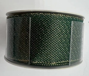 New Wired Woven Ribbon 1.5 X 10 YDS Green Gold - Picture 1 of 3