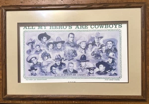Vintage Ivan Jesse Curtis ALLE MEINE HEROS SIND COWBOYS gerahmt 23,5" x 15,5" - Bild 1 von 15
