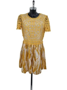 Moschino CheapAndChic Yellow Lace Floral Dress Size GB16 - Picture 1 of 7