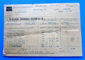 DELAWARE LACKAWANNA & WESTERN R .R. CO. - FREIGHT BILL- SCRANTON, PA. B2 - Picture 1 of 1