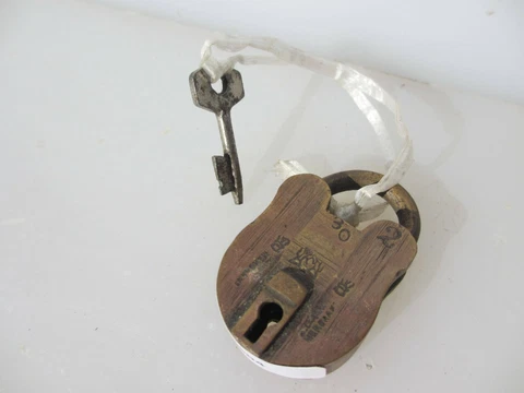 Small Brass Padlock Lock Keys Old Cover