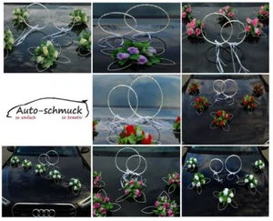 RATAN RINGE Autoschmuck Braut Paar Rose Deko Dekoration Hochzeit Autodeko Ratan - Bild 1 von 17