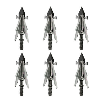 6/12PCS Broadhead  Mechanical 4 Blade Arrowheads 100 Grain Archery Hunting Heads • 32.88$
