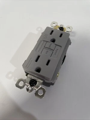 Legrand 1597TRWRGRYCCDD4 Gray 125V 15A Weather-Resistant Self-Test GFCI Outlet - Image 1 of 4