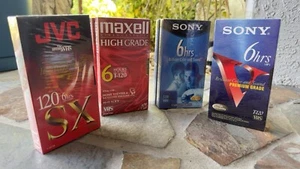 8 Blank VHS Video Tapes (4) Sony (3) Maxell (1) JVC ALL SEALED All T120s - Picture 1 of 2