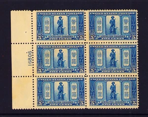 US STAMPS #619 MINT OG NH PLATE BLOCK OF 6 Lexington Concord 5¢ Blue - Picture 1 of 5