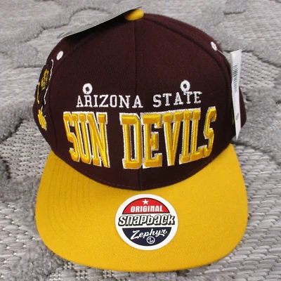Arizona State Hat Mens Snapback Maroon/Yellow Zephyr Acrylic/Wool Spell Out NWT - Image 1 of 4