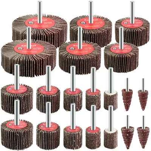 80 Grit Flap Wheel Set 20PCS Sanding Attachments for 6mm Drill, Grinder, Metal, - Picture 1 of 6