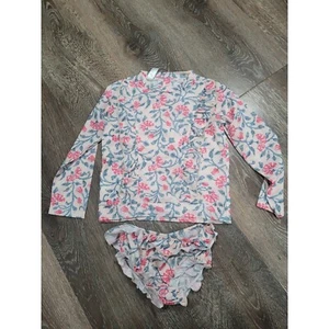 Hayden Floral Rash Guard Swimsuit Set Long Sleeve Ruffle S/M #R - Picture 1 of 5