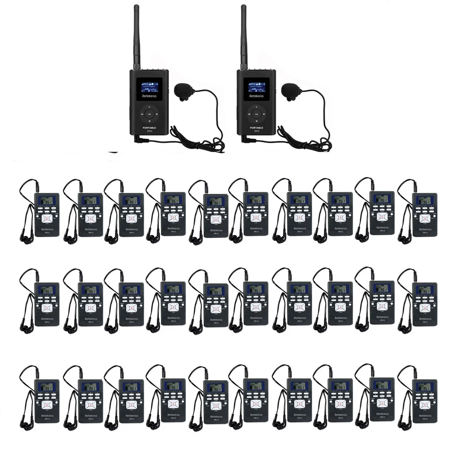Retekess Wireless Tour Guide Audio System Mic 2 Transmitters 30 Receiver Meeting - Image 1 of 4