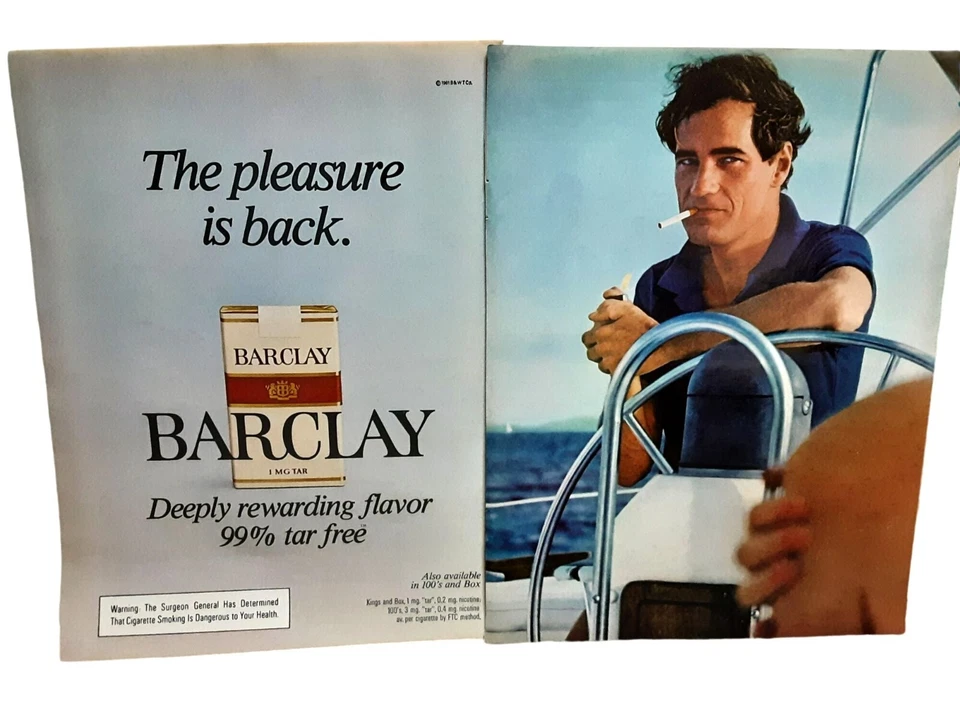 Barclay Cigarettes Pleasure Is Back 1981 anuncio impreso original vintage años 80 Foto 1 de 1