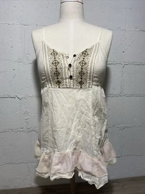 Decree Womens Diamond Sleeveless Tank Top Size Medium Cotton Lace Y2K 90s Flowy - Image 1 of 4