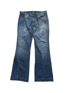 7 For All Mankind Jeans Womens 31 Light Blue Wash Dojo Flare Low Rise USA Denim - Picture 1 of 16