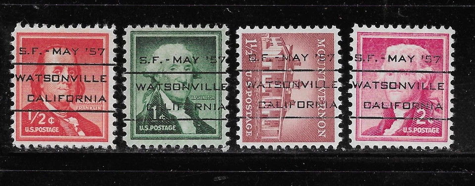 California Precancels - Watsonville L-1 ITS - 4 Different Liberties - Image 1 of 1