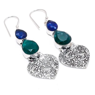 Greensimulated, Blu Giada 925 Argento Sterling Gioielli Orecchino - Immagine 1 di 4