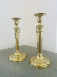 pair of Vintage brass candlestick holders romantic contemporary dining - Picture 1 of 4