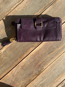 Perkins lila Leder Clutch umlaufender Reißverschluss Geldbörse - Bild 1 von 9