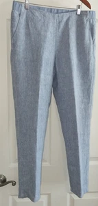 J Jill Women Love Linen Tapered Ankle Pants M Chambray Elastic Pull-on Pockets - Picture 1 of 6