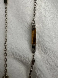 White House Black Market Stone and Crystal Long Silver Necklace, Worn Once - Picture 1 of 4