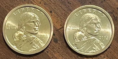 2003 P D Sacagawea/dólar nativo americano BU - Dos grandes monedas Foto 1 de 2